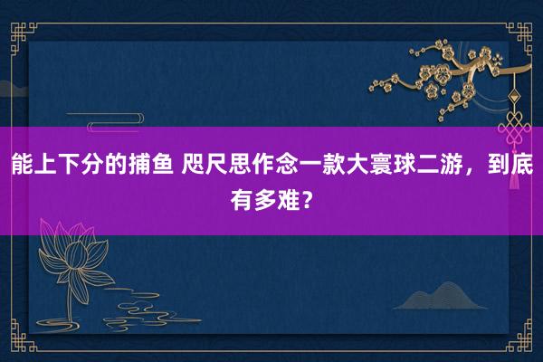 能上下分的捕鱼 咫尺思作念一款大寰球二游，到底有多难？