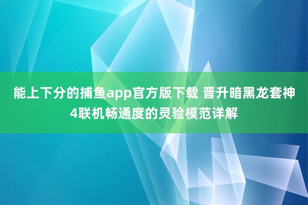 能上下分的捕鱼app官方版下载 晋升暗黑龙套神4联机畅通度的灵验模范详解