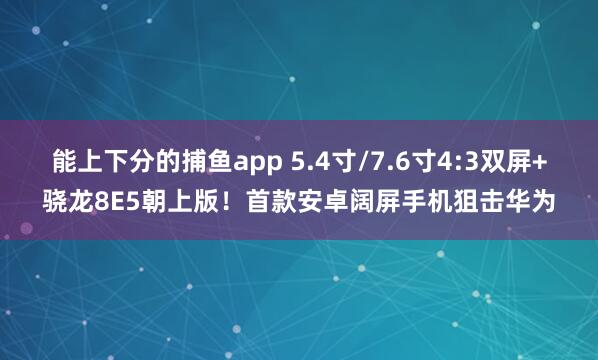 能上下分的捕鱼app 5.4寸/7.6寸4:3双屏+骁龙8E5朝上版！首款安卓阔屏手机狙击华为