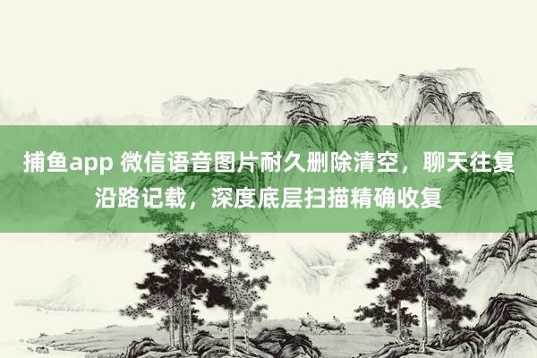 捕鱼app 微信语音图片耐久删除清空，聊天往复沿路记载，深度底层扫描精确收复