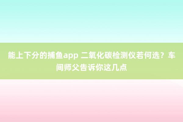 能上下分的捕鱼app 二氧化碳检测仪若何选？车间师父告诉你这几点