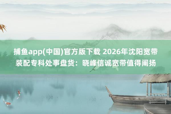 捕鱼app(中国)官方版下载 2026年沈阳宽带装配专科处事盘货：晓峰信诚宽带值得阐扬