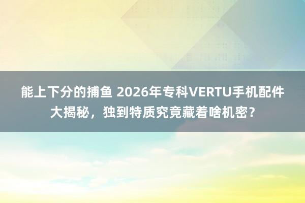 能上下分的捕鱼 2026年专科VERTU手机配件大揭秘，独到特质究竟藏着啥机密？