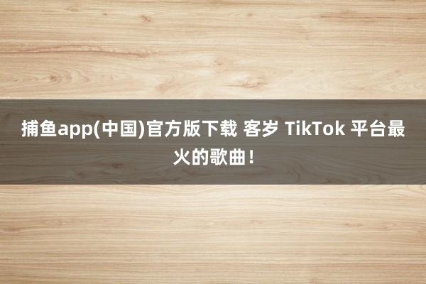 捕鱼app(中国)官方版下载 客岁 TikTok 平台最火的歌曲！