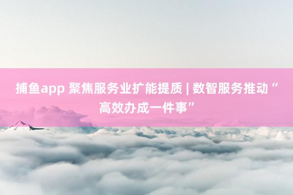捕鱼app 聚焦服务业扩能提质 | 数智服务推动“高效办成一件事”