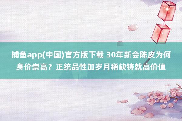 捕鱼app(中国)官方版下载 30年新会陈皮为何身价崇高？正统品性加岁月稀缺铸就高价值