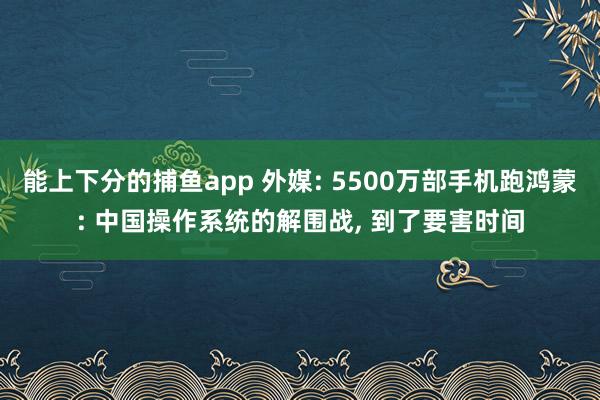 能上下分的捕鱼app 外媒: 5500万部手机跑鸿蒙: 中国操作系统的解围战, 到了要害时间